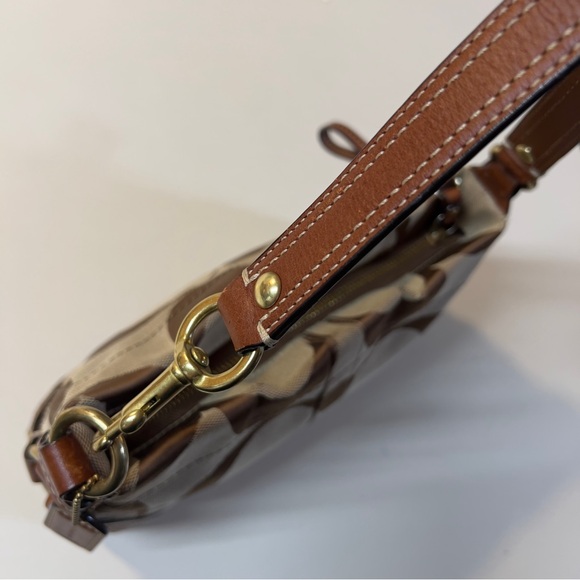 Coach Vintage Y2K Brown Big C Logo pattern Canvas Small Shoulder Wristlet Bag - Picture 3 of 16